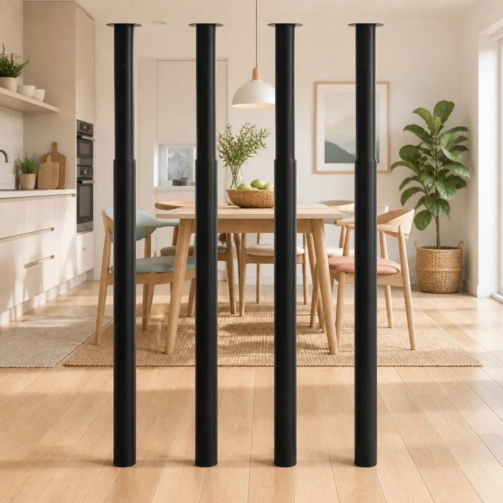 Adjustable Black Telescopic Table Legs Set of 4