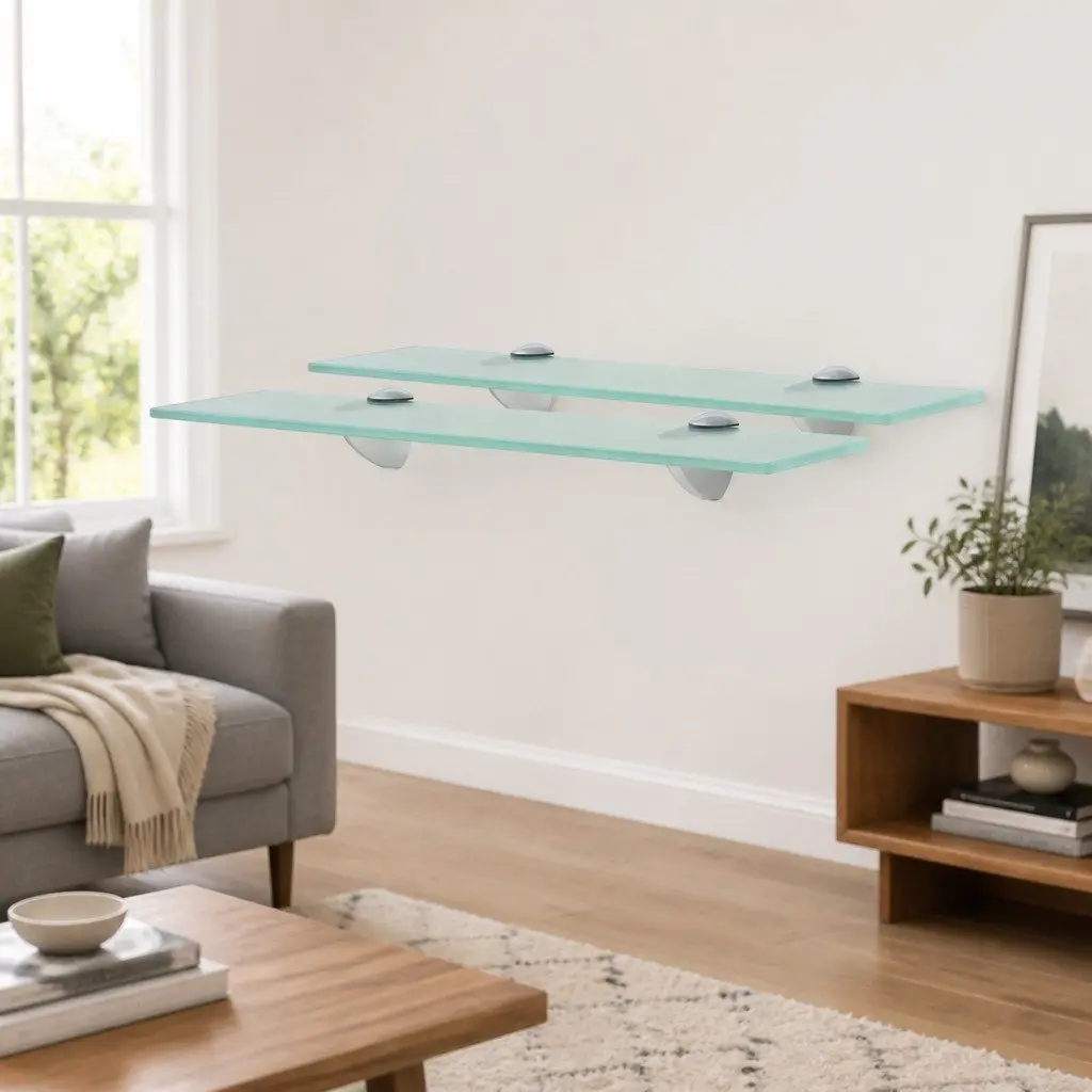 Glass Floating Wall Shelves Transparent 40x10 cm Tempered Safety Glass