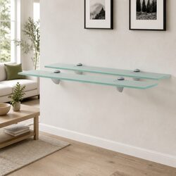 Modern Floating Wall Shelves - 2 pcs Transparent Glass