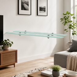 Modern Transparent Floating Glass Wall Shelf 100x10 cm