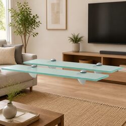 Transparent Glass Floating Wall Shelves 50x20 cm (Set of 2)