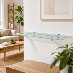 Modern Floating Glass Wall Shelf 70x20 cm Transparent