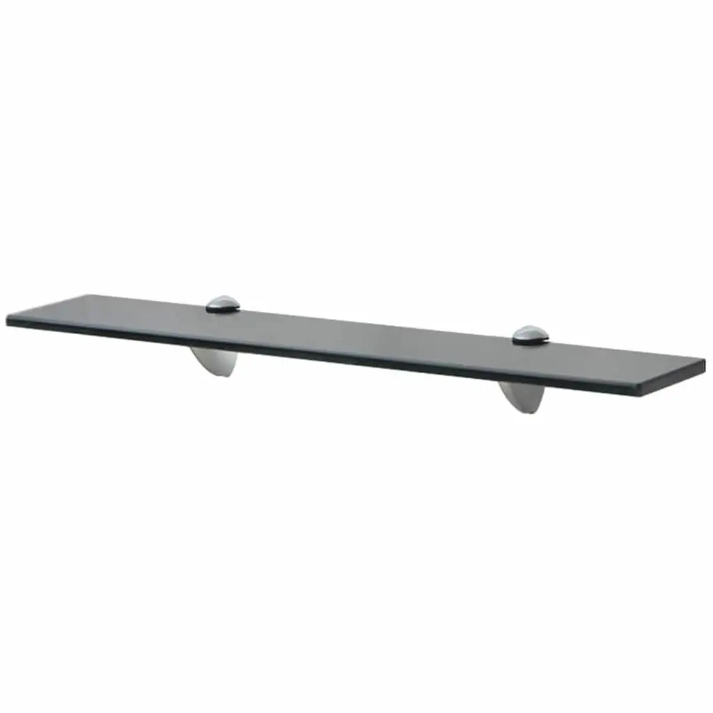 Floating Wall Shelves Black Glass 60x20 cm Tempered Glass 2 Piece