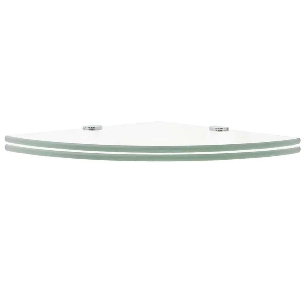 Glass Corner Shelves Set 2 Pieces 25x25cm Chrome Support Tempered Safety for Bathroom Kitchen