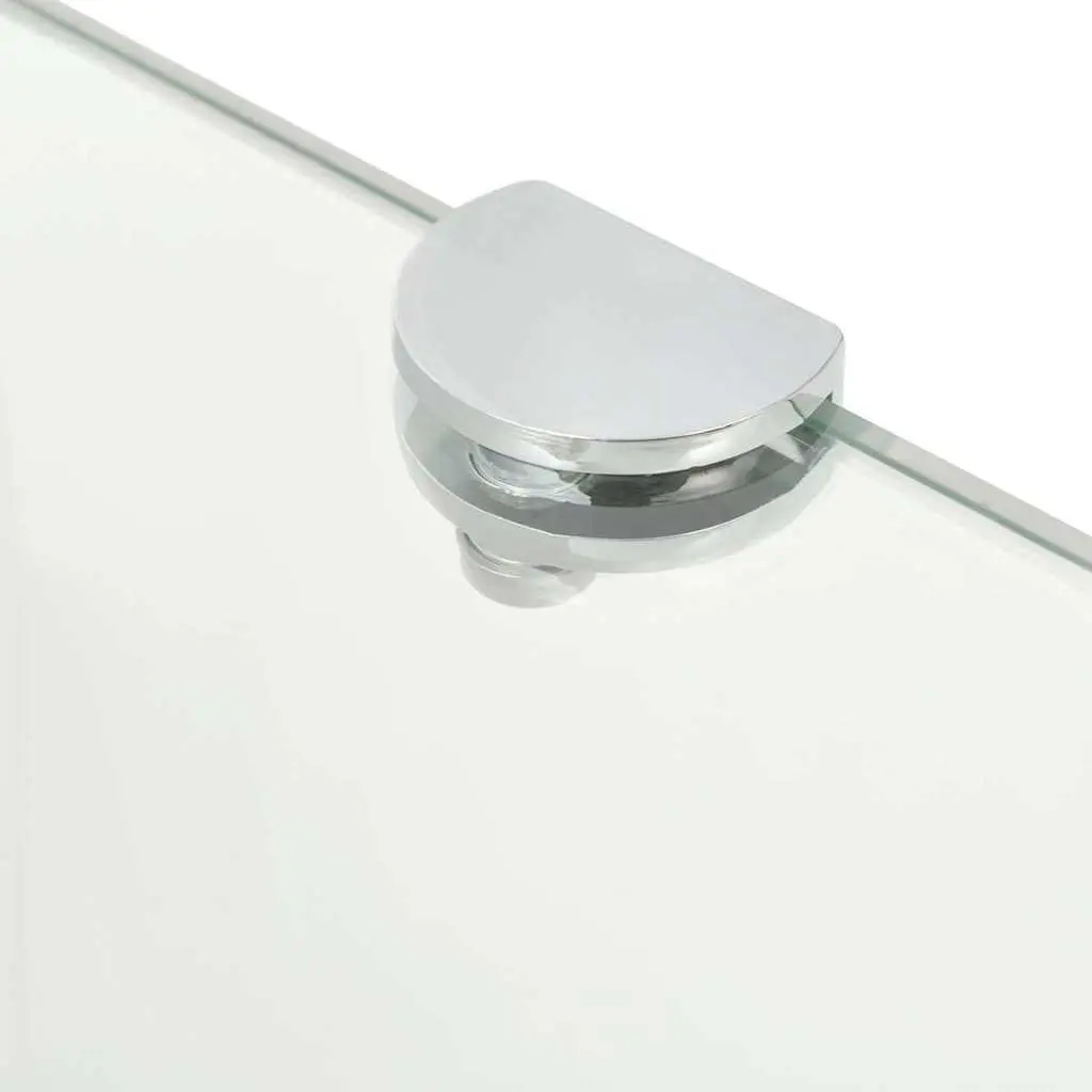 Glass Corner Shelves Set 2 Pieces 25x25cm Chrome Support Tempered Safety for Bathroom Kitchen
