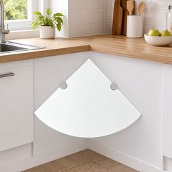 Floating Corner Wall Shelf with Chrome Supports