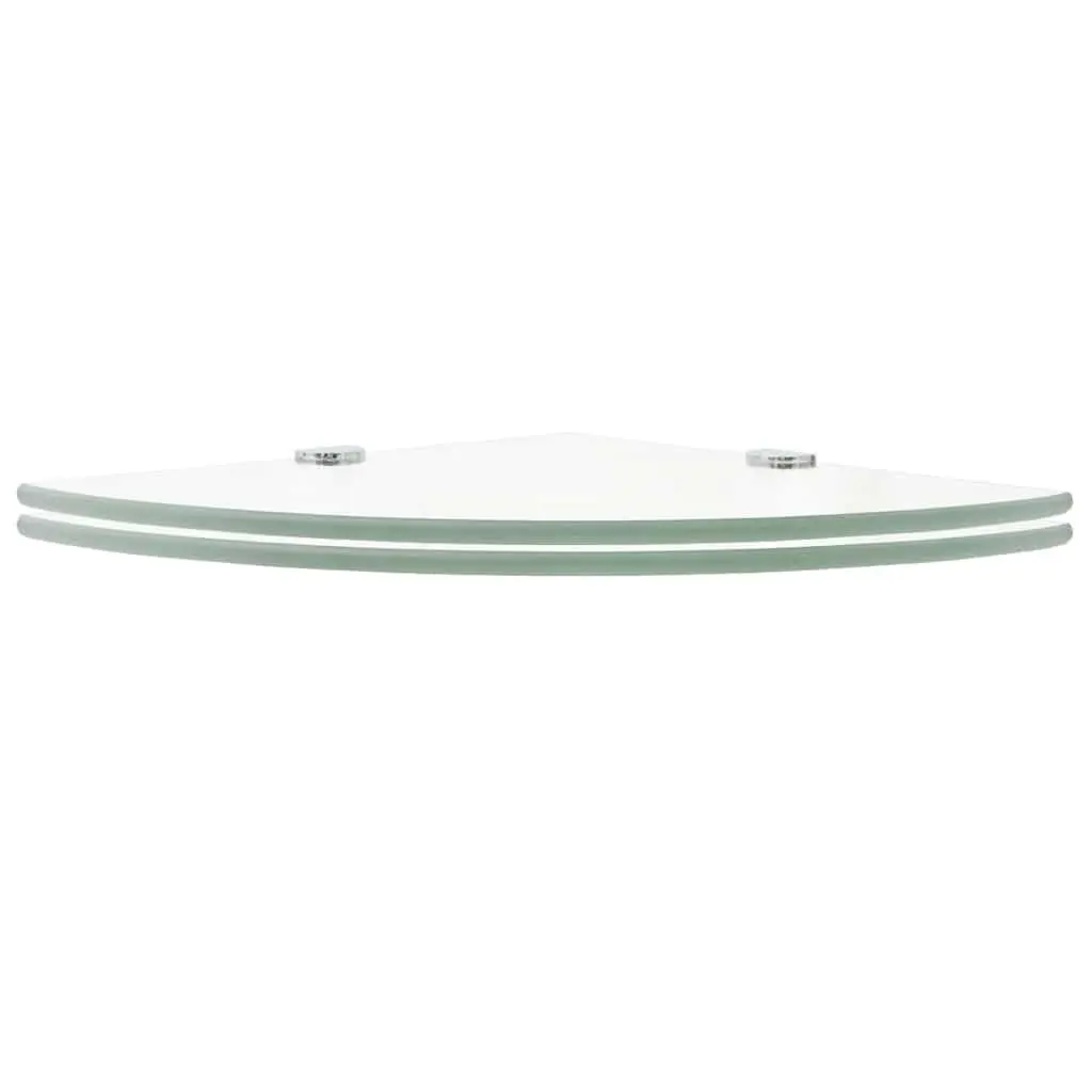 Corner Shelves Floating Glass Wall Shelf 35x35cm Tempered Safety Glass Chrome Supports 2pcs