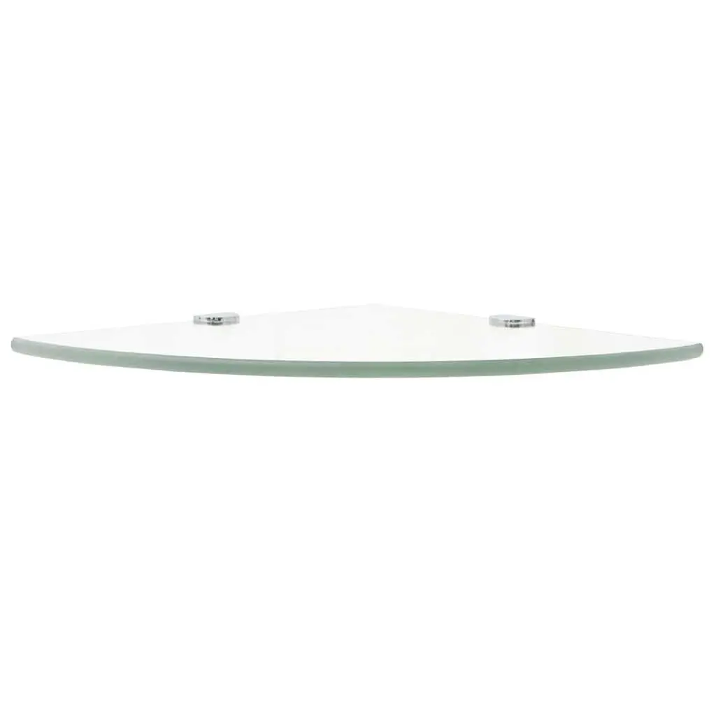 Corner Shelves Floating Glass Wall Shelf 35x35cm Tempered Safety Glass Chrome Supports 2pcs