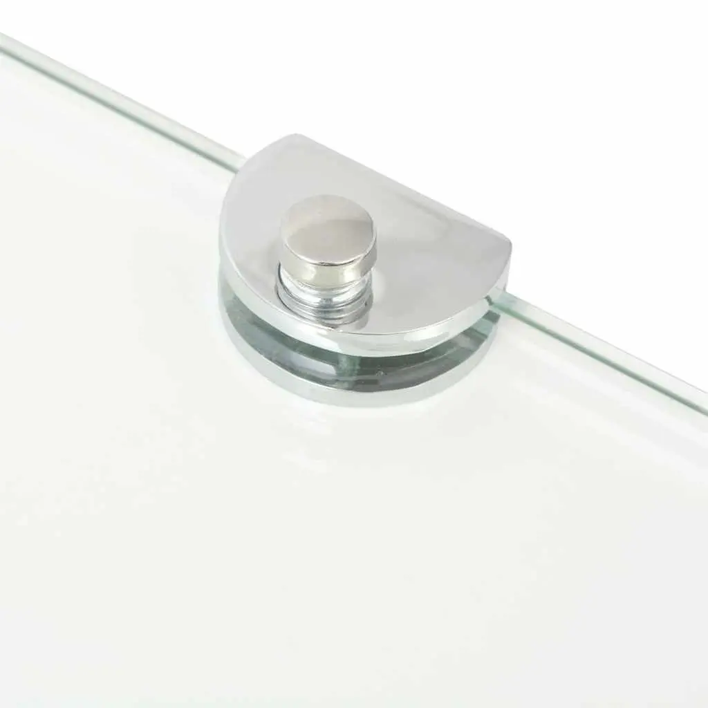 Corner Shelves Floating Glass Wall Shelf 35x35cm Tempered Safety Glass Chrome Supports 2pcs