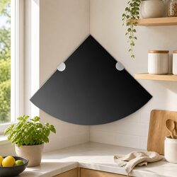 Inviting Black Floating Corner Wall Shelves Set of 2