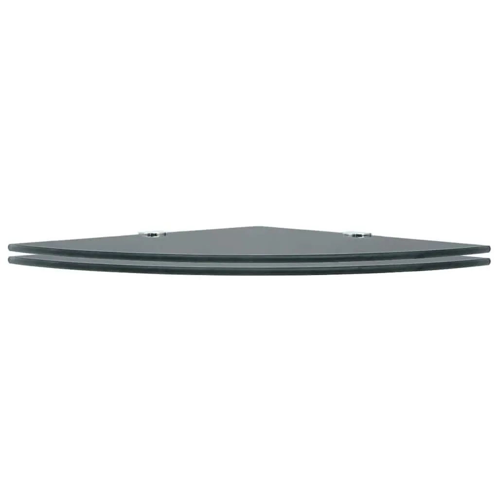 Corner Shelves Black Floating 25x25 cm Glass with Chrome Supports 2 pcs