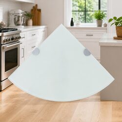White Glass Corner Wall Shelf 25x25 cm - Set of 2