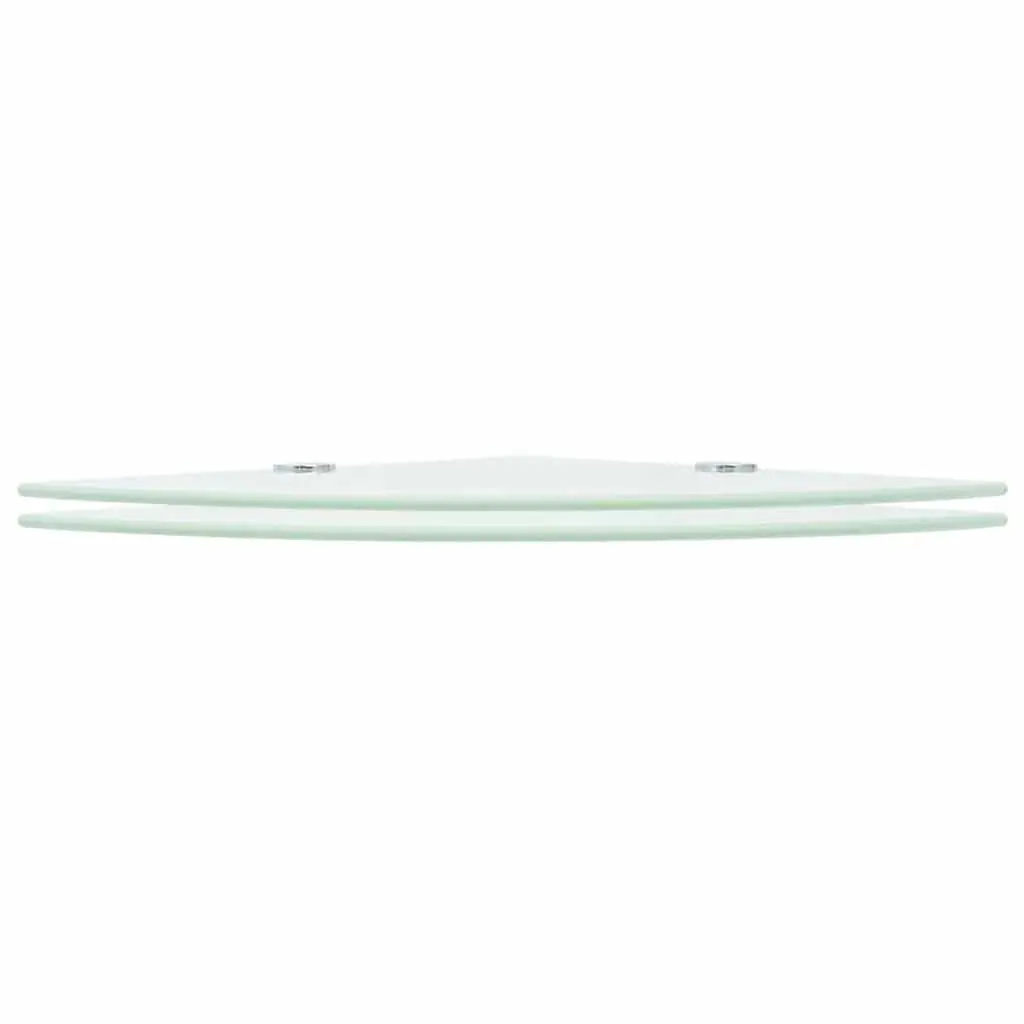 Glass Corner Shelves Wall Mounted Floating Shelf Chrome Supports 25 cm Set of 2