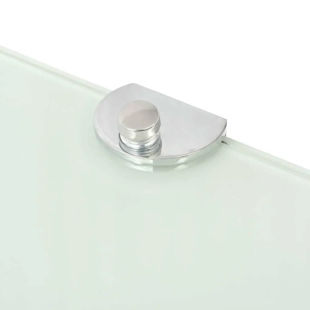 Glass Corner Shelves Wall Mounted Floating Shelf Chrome Supports 25 cm Set of 2