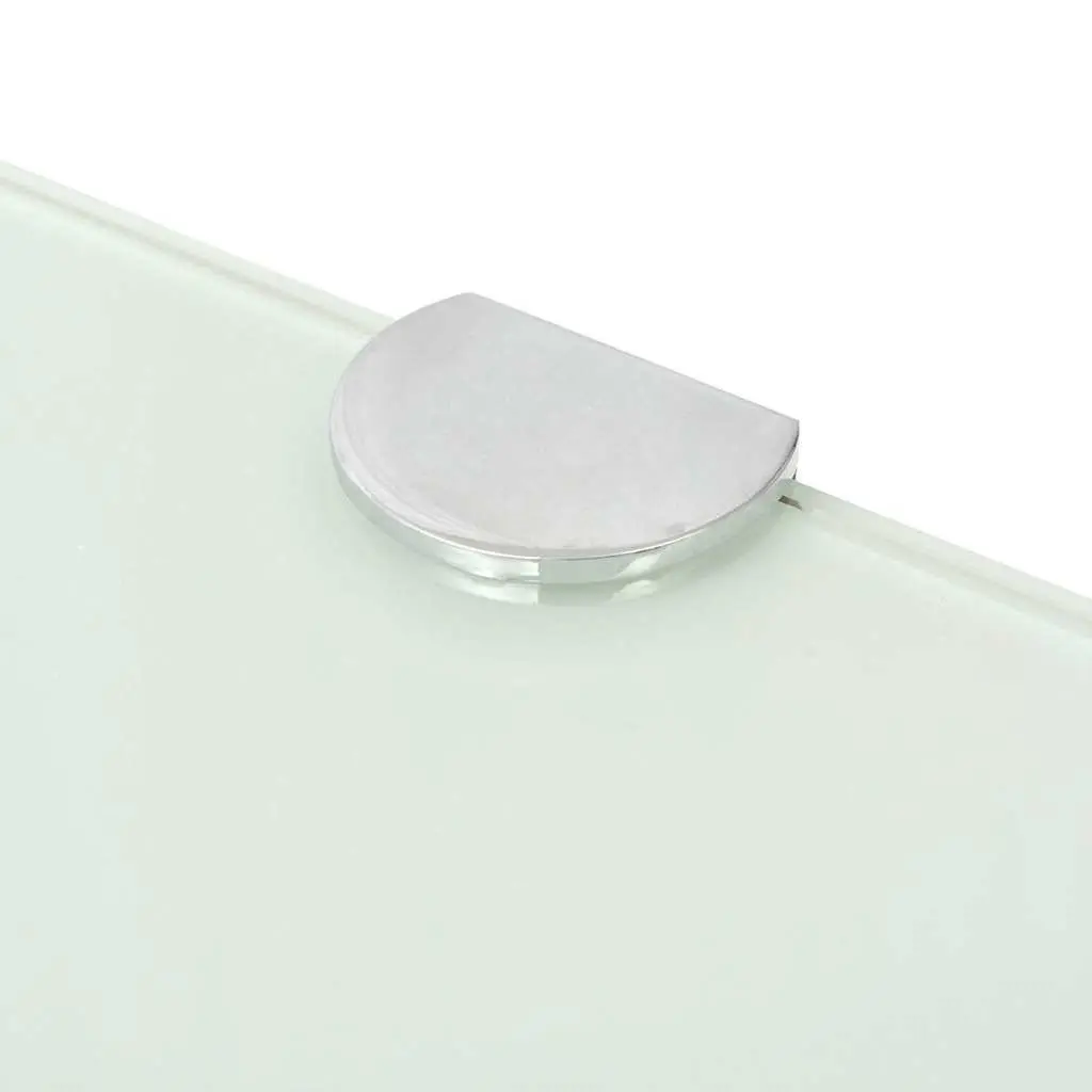 Glass Corner Shelves Wall Mounted Floating Shelf Chrome Supports 25 cm Set of 2