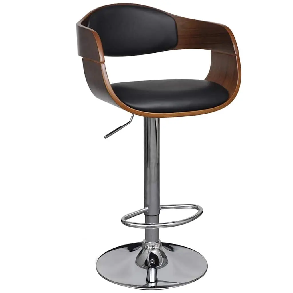 Set of 2 Height Adjustable Black Bar Stools