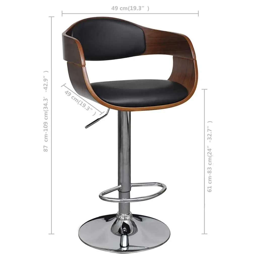 Set of 2 Height Adjustable Black Bar Stools