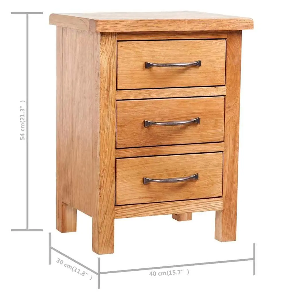 Bedside Tables Rustic Solid Oak Wood 40x30x54 cm Nightstands with Drawers 2 Pcs