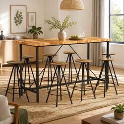 9 Piece Bar Set Solid Acacia Wood with Reclaimed Wood
