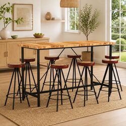 9 Piece Solid Wood Bar Set with Stools for Cozy Spaces