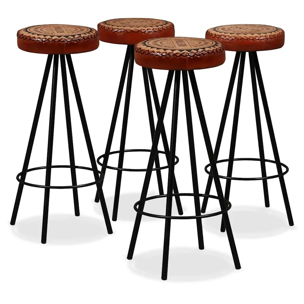 9 Piece Bar Set Industrial Style Solid Acacia Wood Table Leather Canvas Upholstered Stools Steel Legs