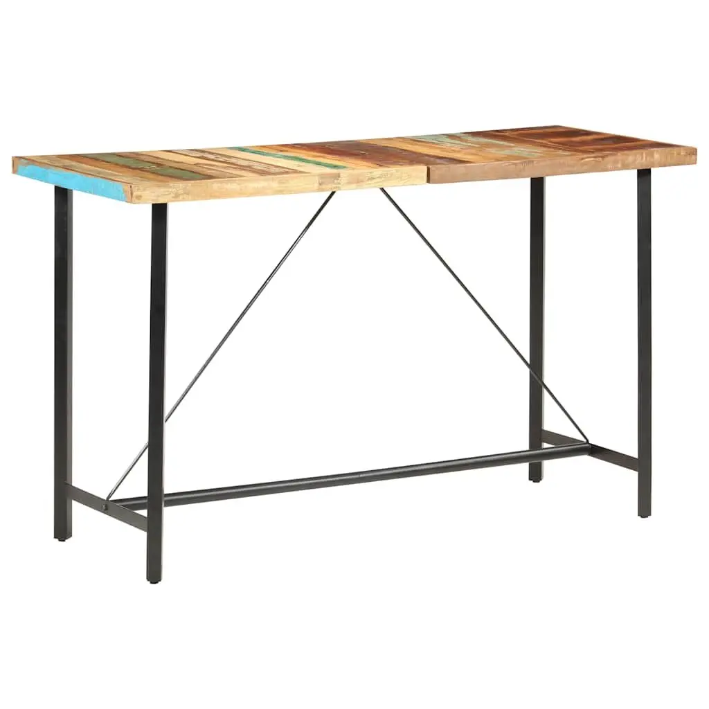 Bar Set Industrial 9 Piece Solid Reclaimed Wood Table Stools Steel Legs