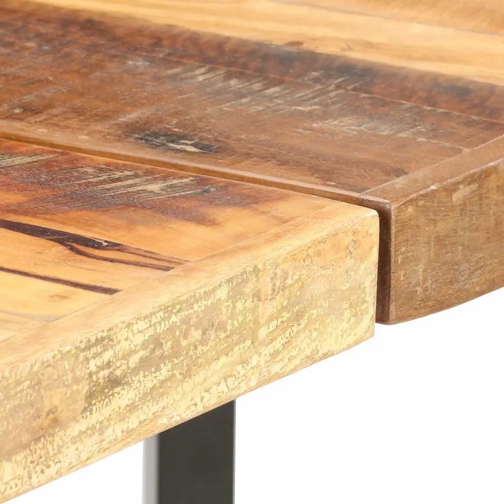 Bar Set Industrial 9 Piece Solid Reclaimed Wood Table Stools Steel Legs