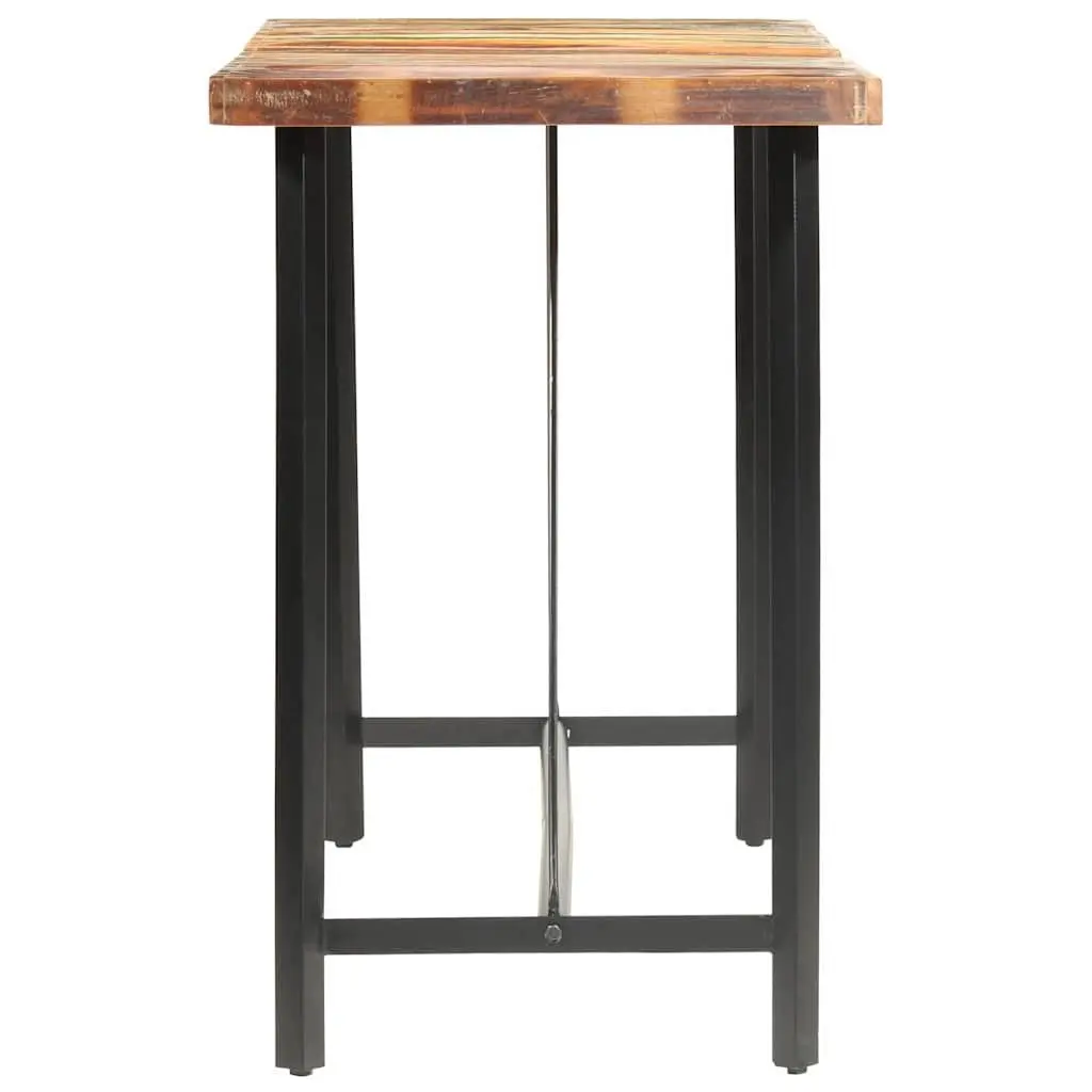 Bar Set Industrial 9 Piece Solid Reclaimed Wood Table Stools Steel Legs