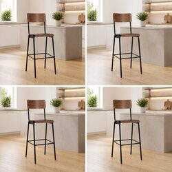 Set of 4 Black Bar Stools for Dining and Kitchen