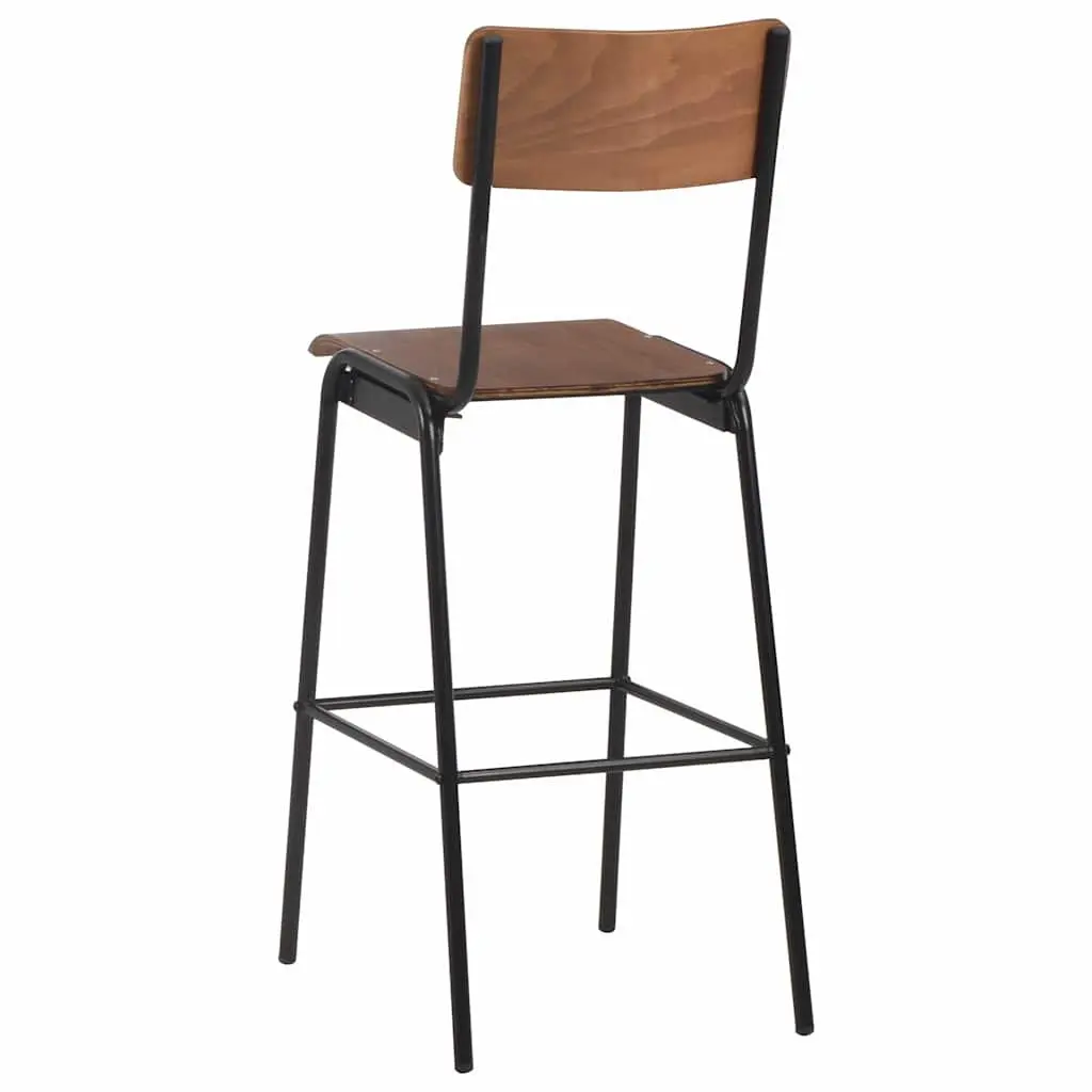 Bar Stools Black Stackable 4 Piece Plywood Seat Powder Coated Steel Legs