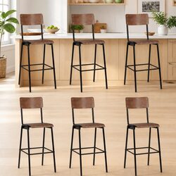 Elegant Black Bar Stools Set of 6 for Dining Spaces