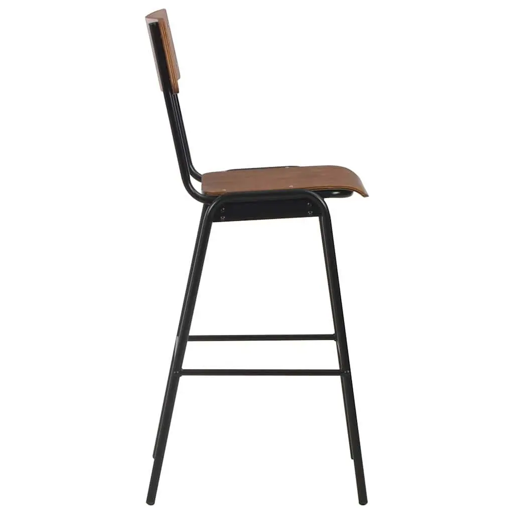Bar Stools Stackable Dining Chair Set 6 Pieces Black Plywood Seat Powder-Coated Steel Legs