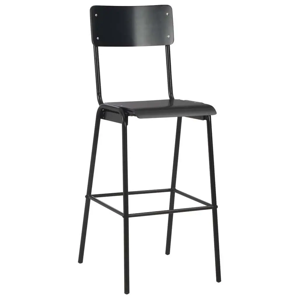 Bar Stools Black Stackable 4 Piece Dining Kitchen Chairs Steel Legs
