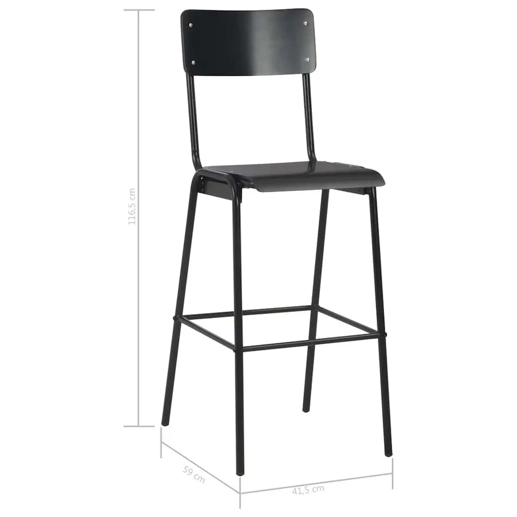 Bar Stools Black Stackable 4 Piece Dining Kitchen Chairs Steel Legs