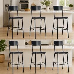 Elegant Black Bar Stool Set of 6 for Dining and Kitchen