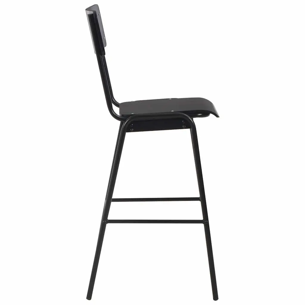 Bar Stools Black Stackable Counter Height 6 Piece Solid Plywood Powder-Coated Steel