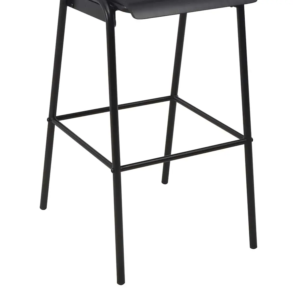 Bar Stools Black Stackable Counter Height 6 Piece Solid Plywood Powder-Coated Steel