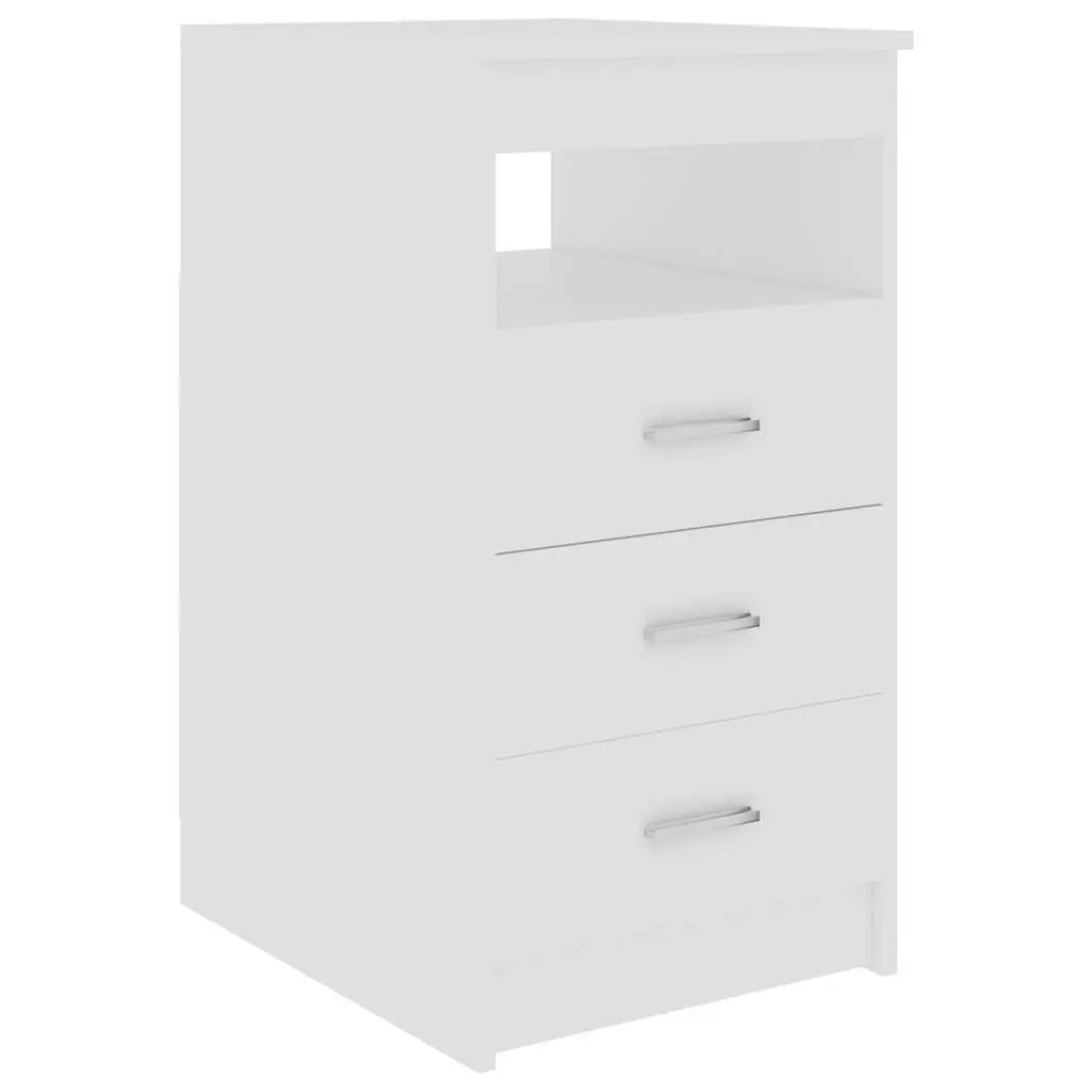 Office Desk White Engineered Wood 140cm with Storage Drawers and Door