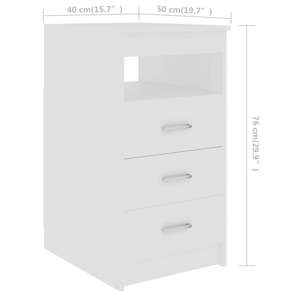 Office Desk White Engineered Wood 140cm with Storage Drawers and Door