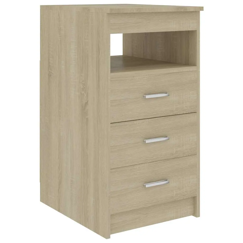 Brown Engineered Wood Office Desk with Storage Drawers