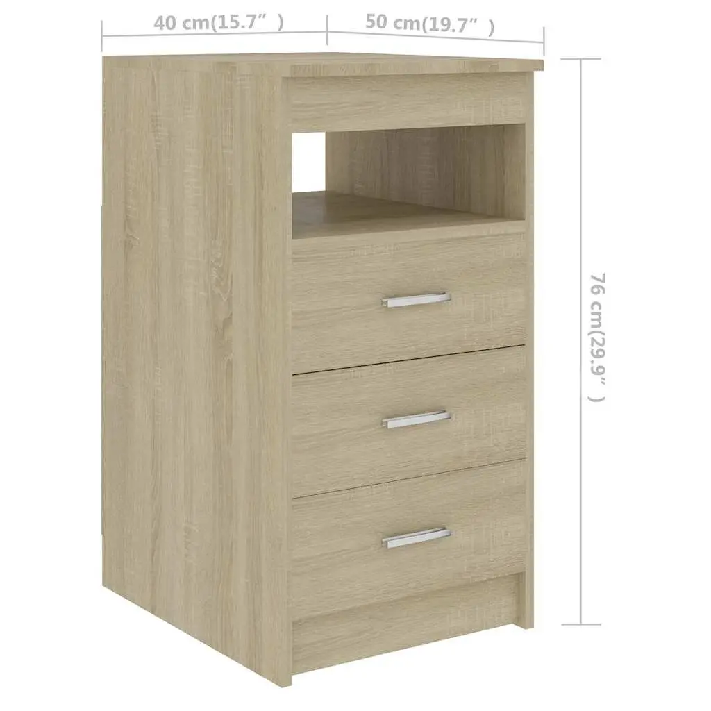 Brown Engineered Wood Office Desk with Storage Drawers