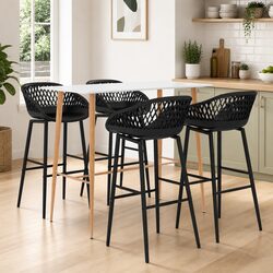 5-Piece White Bar Set with Counter Table and Stools