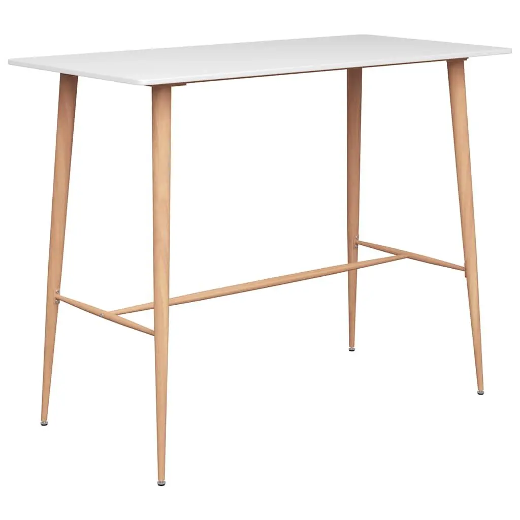 5 Piece Bar Set Modern White and Black Kitchen Counter Table with 4 Bar Stools MDF and Metal