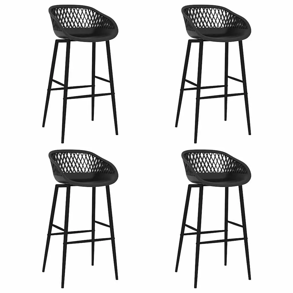 5 Piece Bar Set Modern White and Black Kitchen Counter Table with 4 Bar Stools MDF and Metal