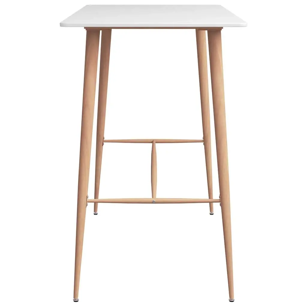 5 Piece Bar Set Modern White and Black Kitchen Counter Table with 4 Bar Stools MDF and Metal