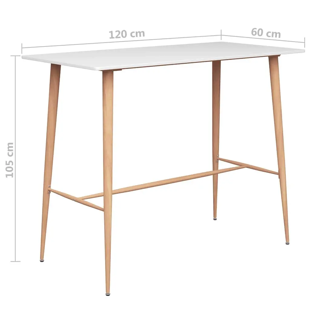 Bar Set Counter Height Table and Stools 5 Piece White Grey MDF and Metal