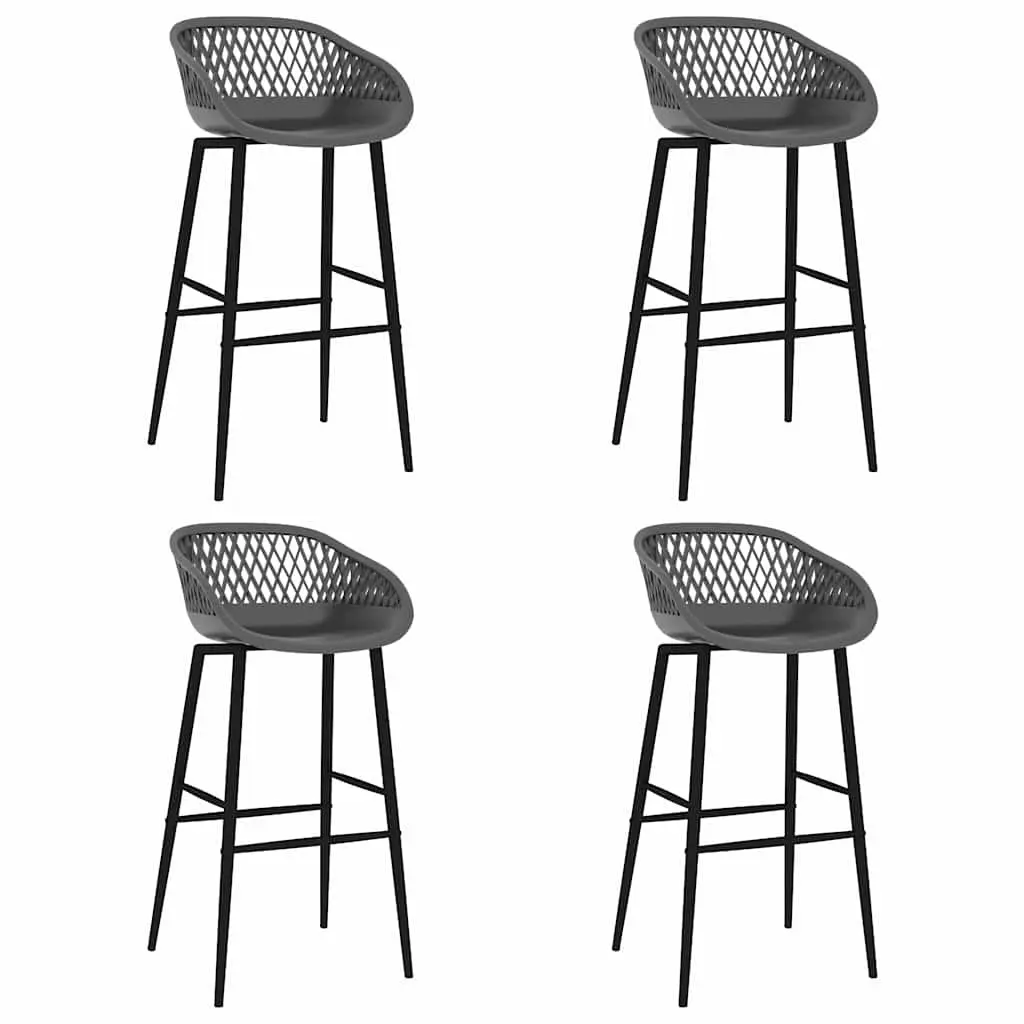 Bar Set Counter Height Table and Stools 5 Piece White Grey MDF and Metal