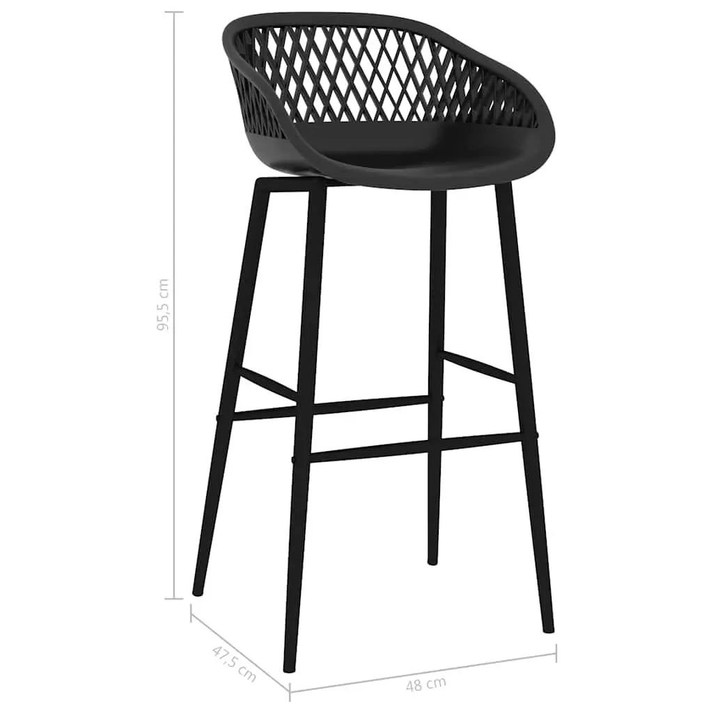 Bar Set 5 Piece Black Counter Table Stools Metal Ergonomic Indoor Dining Furniture