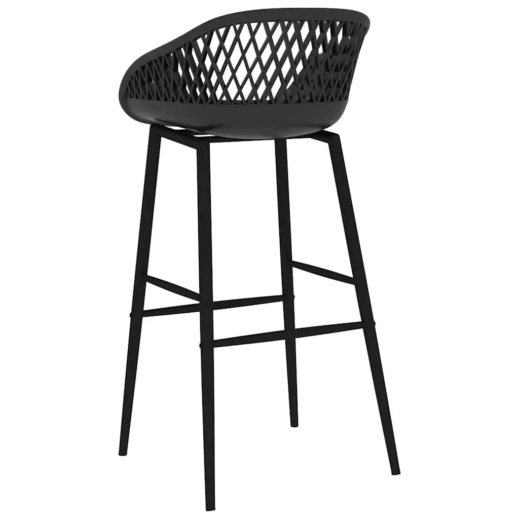 Bar Set 5 Piece Black Counter Table Stools Metal Ergonomic Indoor Dining Furniture