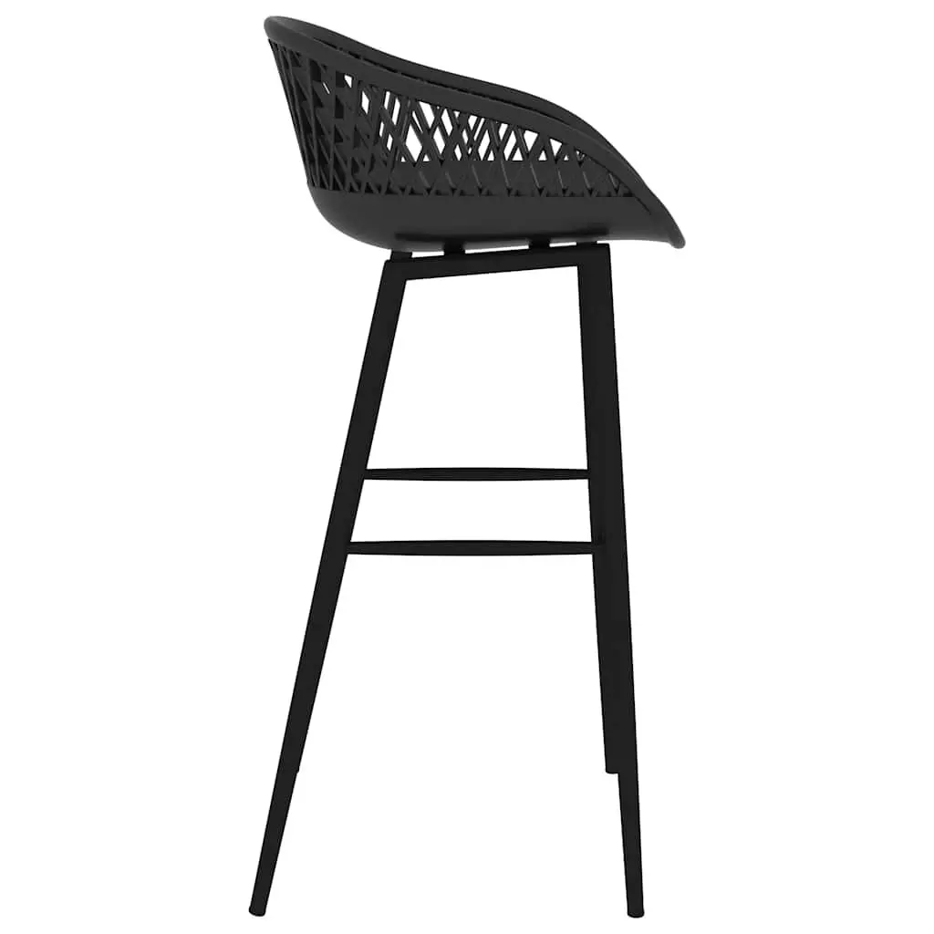 Bar Set 5 Piece Black Counter Table Stools Metal Ergonomic Indoor Dining Furniture